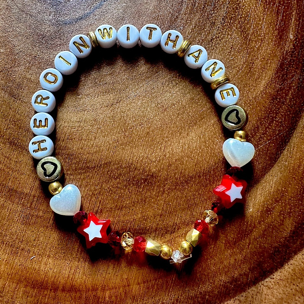 5 for $20 Taylor Swift Handmade Friendship Beaded Bracelet
“Heroin With An E”